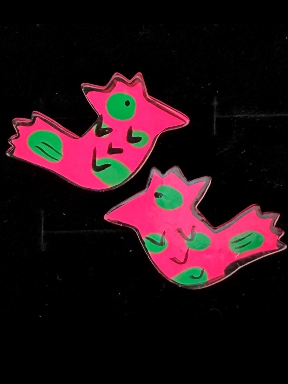 Super cute, vibrant, pink costume pierced earrings